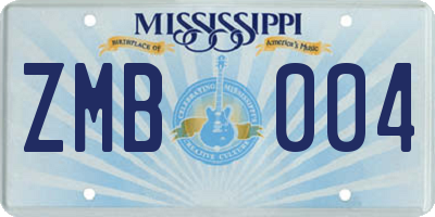 MS license plate ZMB004