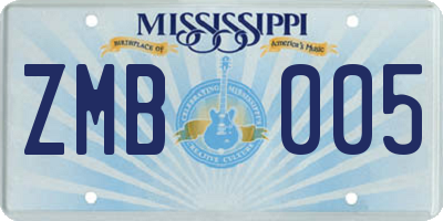 MS license plate ZMB005