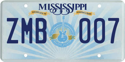 MS license plate ZMB007