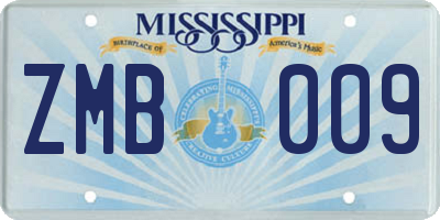 MS license plate ZMB009