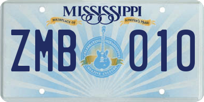 MS license plate ZMB010