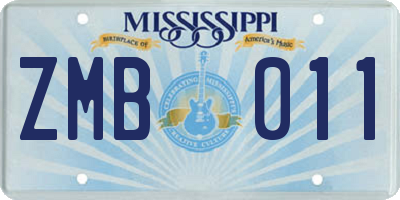 MS license plate ZMB011