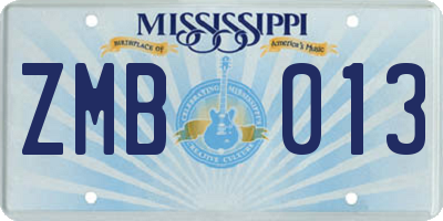 MS license plate ZMB013