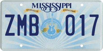 MS license plate ZMB017