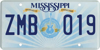 MS license plate ZMB019