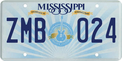 MS license plate ZMB024
