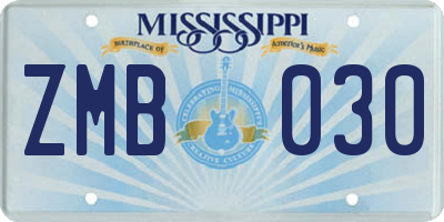 MS license plate ZMB030