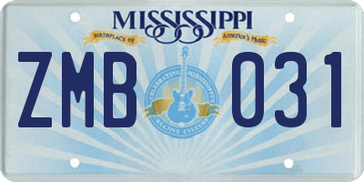 MS license plate ZMB031