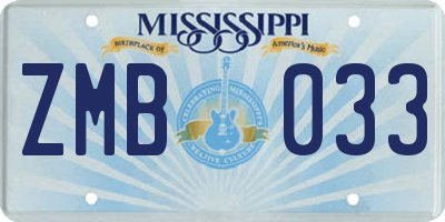 MS license plate ZMB033