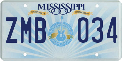 MS license plate ZMB034