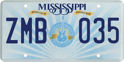 MS license plate ZMB035