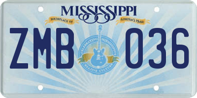 MS license plate ZMB036