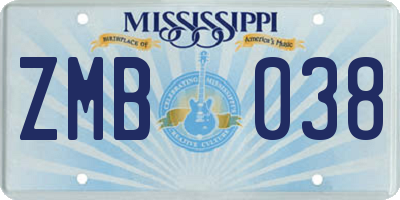 MS license plate ZMB038