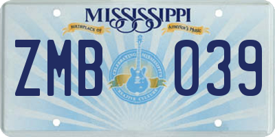 MS license plate ZMB039