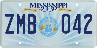 MS license plate ZMB042