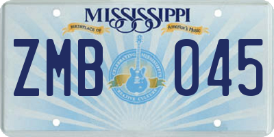 MS license plate ZMB045