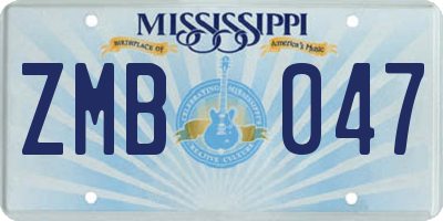 MS license plate ZMB047