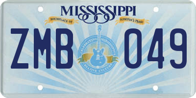 MS license plate ZMB049