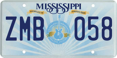 MS license plate ZMB058