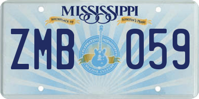 MS license plate ZMB059