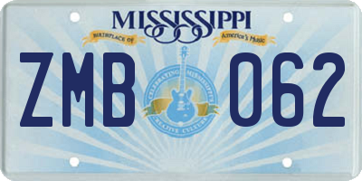 MS license plate ZMB062