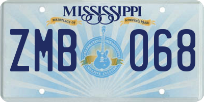 MS license plate ZMB068
