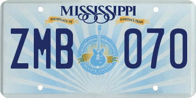 MS license plate ZMB070