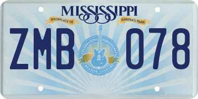MS license plate ZMB078