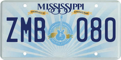 MS license plate ZMB080