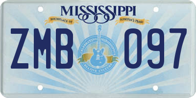 MS license plate ZMB097
