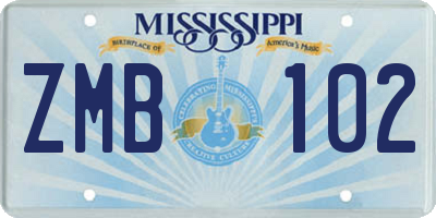 MS license plate ZMB102