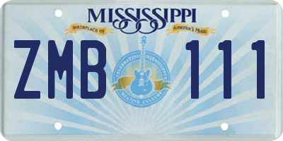 MS license plate ZMB111