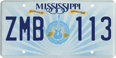 MS license plate ZMB113