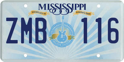 MS license plate ZMB116