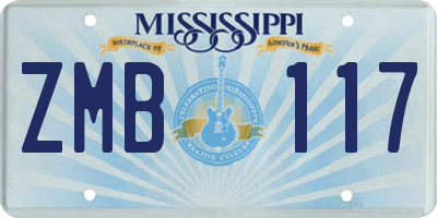 MS license plate ZMB117