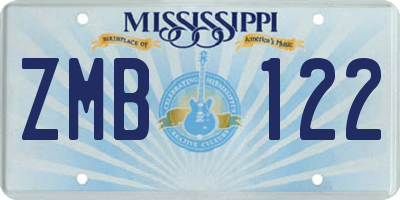 MS license plate ZMB122