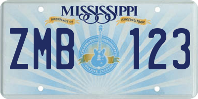 MS license plate ZMB123