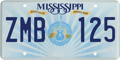 MS license plate ZMB125