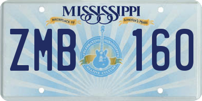 MS license plate ZMB160
