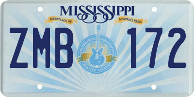 MS license plate ZMB172
