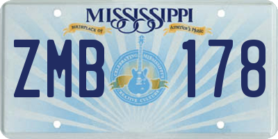 MS license plate ZMB178