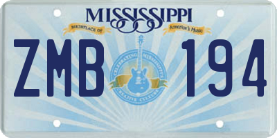 MS license plate ZMB194