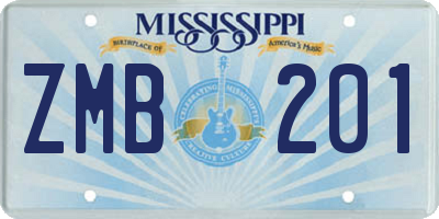 MS license plate ZMB201