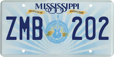 MS license plate ZMB202