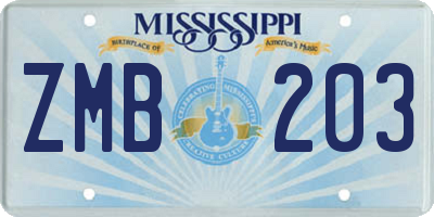 MS license plate ZMB203