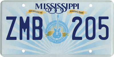 MS license plate ZMB205