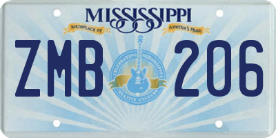 MS license plate ZMB206