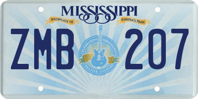 MS license plate ZMB207