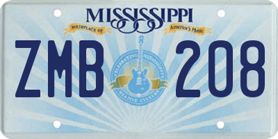 MS license plate ZMB208