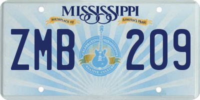 MS license plate ZMB209